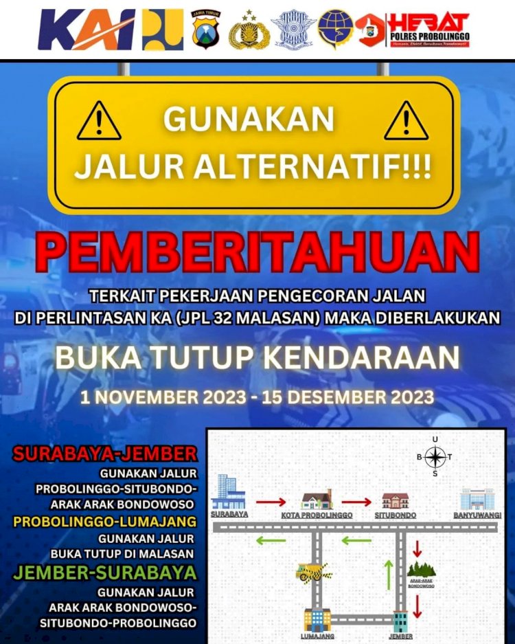 Polres Probolinggo Siapkan Rute Alternatif Antisipasi Kepadatan Arus Akibat Pelebaran Jalan Perlintasan Rel KA Malasan