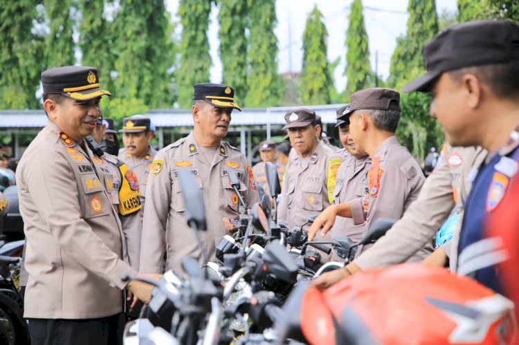 Cek  Ranmor Dinas, Kapolres Madiun Pastikan Kesiapan Pengamanan Pemilu 2024